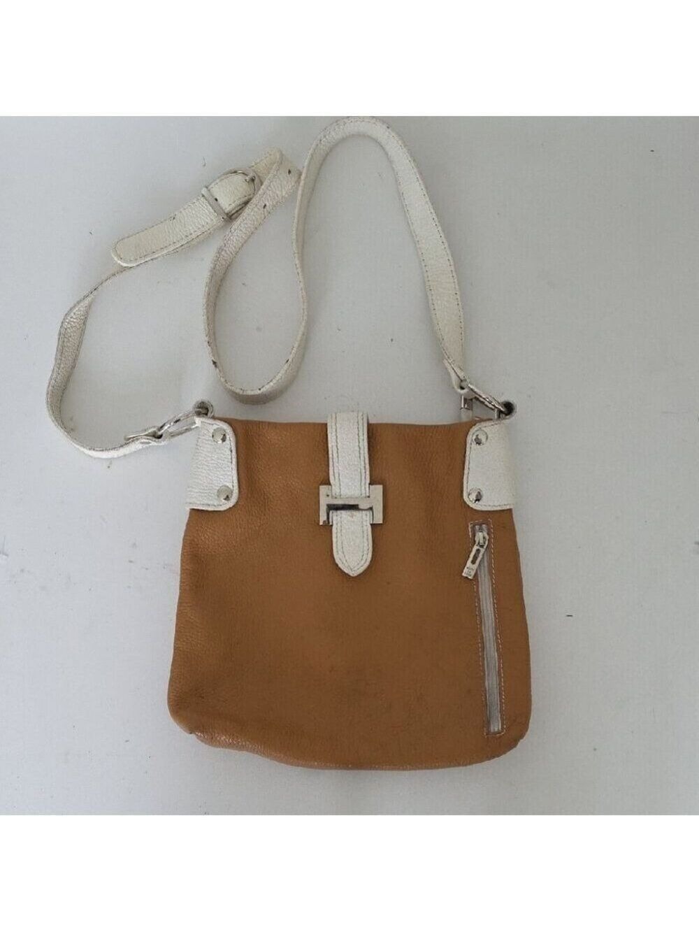 BORSE IN PELLE | BROWN  Pebbled Leather Crossbody Bag Made IN ITALY